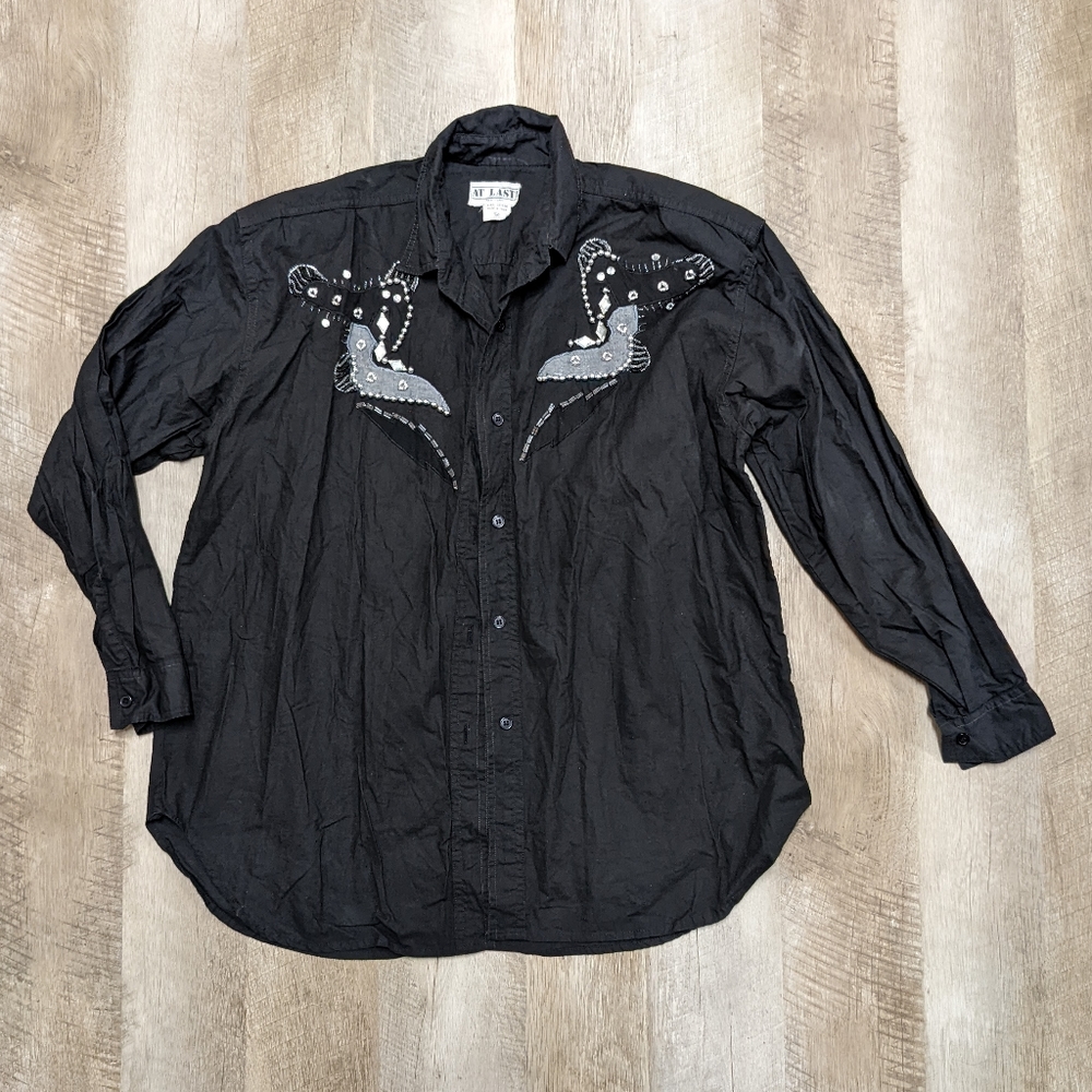 At Last New York Black Long Sleeve Button Down Shirt